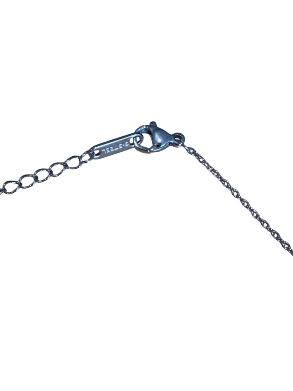 Dual Heart Pendant Necklace Blue Silver Stainless Steel Y Necklace Charm - Picture 6 of 6